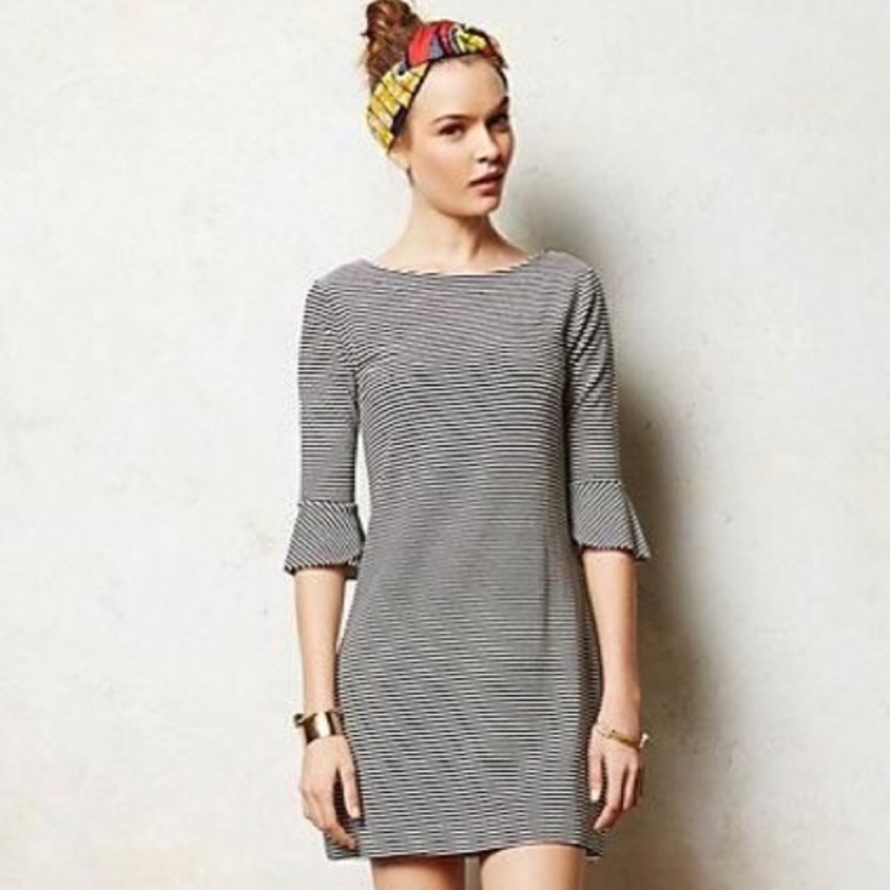 THREE DOTS Striped Boatneck Dress